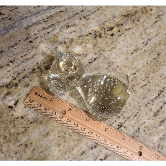 Glass Owl Figurine Or Paperweight Bubbled Glass. Smooth Bottom 4" - Picture 10 of 12